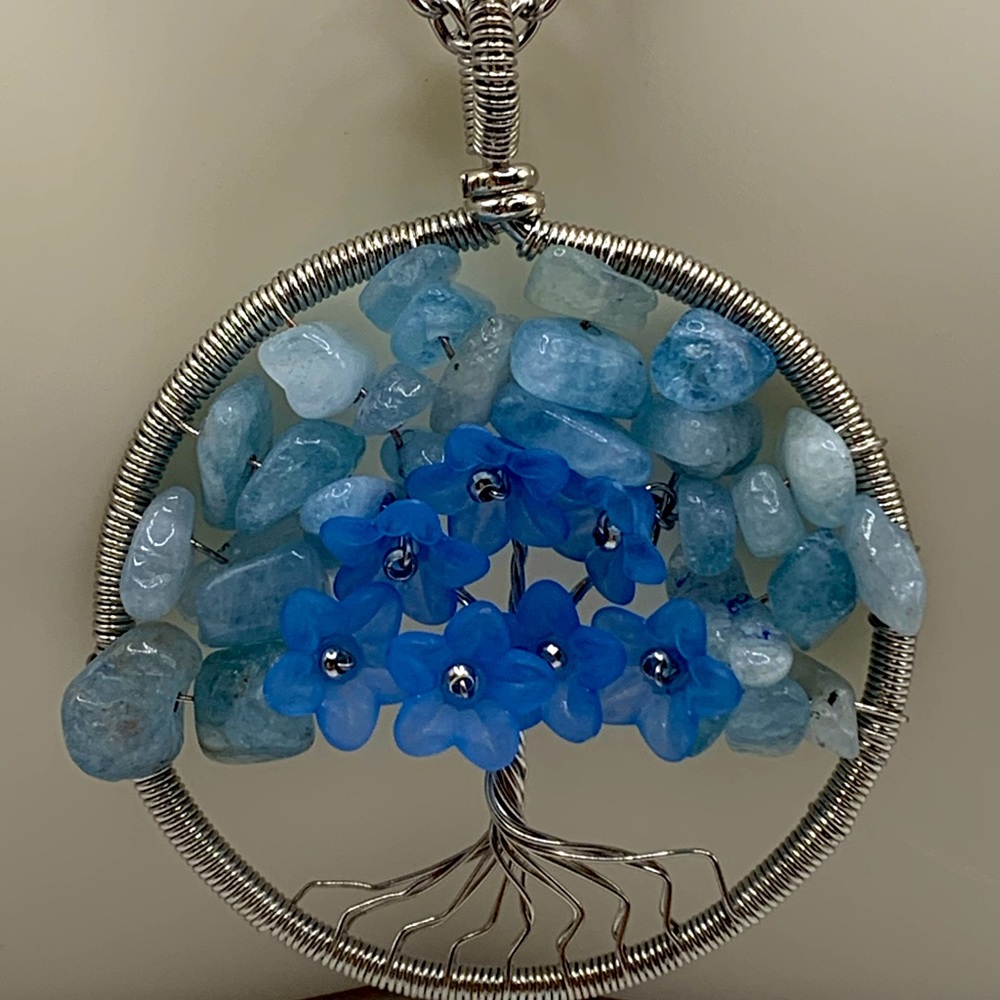 Stone family tree necklace